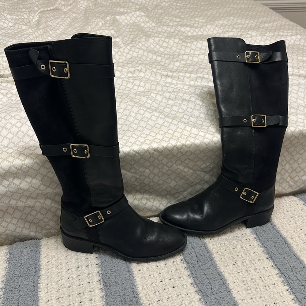 Cole Haan Black Suede/Leather Tall Boots